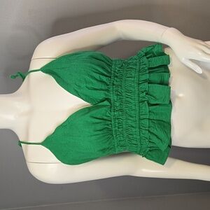 Sim & Sam Green Linen Blend Spaghetti Strap St. Patrick's Day Crop Top Size L